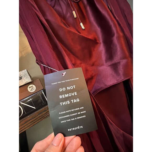 retrofete Julia Silk Draped Open Back Maxi Dress Port Womens Size Small - Picture 11 of 14